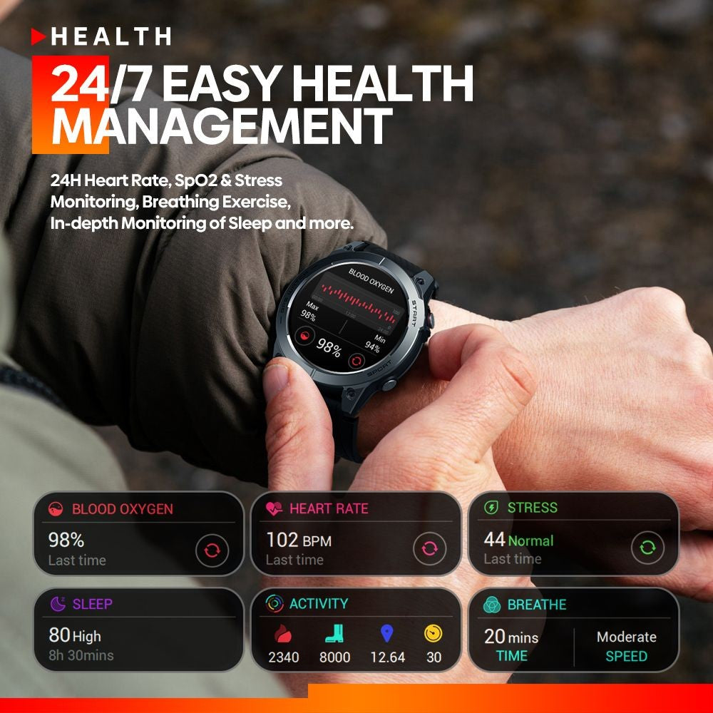 Relogio Inteligente Zeblaze Stratos 3 Premium, GPS, Tela Amoled, Bluetooth e ma