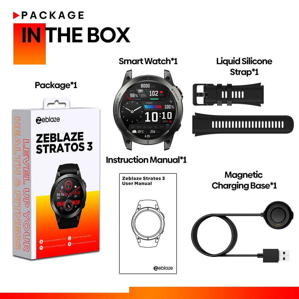 Relogio Inteligente Zeblaze Stratos 3 Premium, GPS, Tela Amoled, Bluetooth e ma