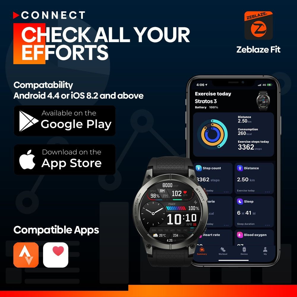 Relogio Inteligente Zeblaze Stratos 3 Premium, GPS, Tela Amoled, Bluetooth e ma