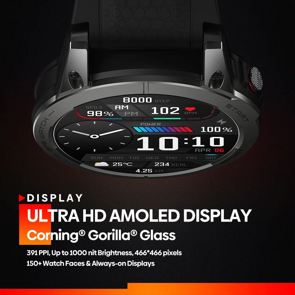 Relogio Inteligente Zeblaze Stratos 3 Premium, GPS, Tela Amoled, Bluetooth e ma