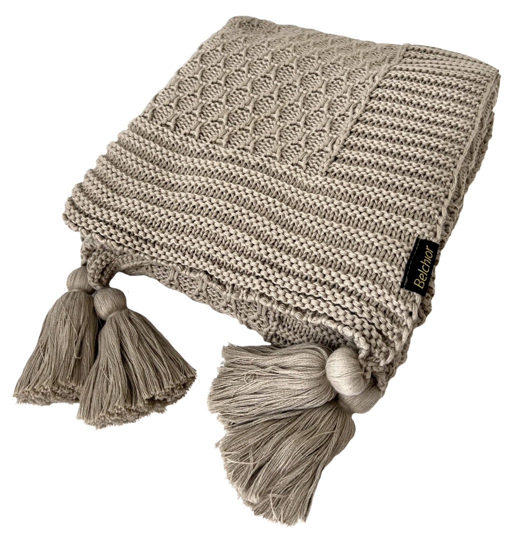 MANTA TRICOT CASA-ESSENZIALE COLMEIA C/TASSEL0,90 m x 1,80 m